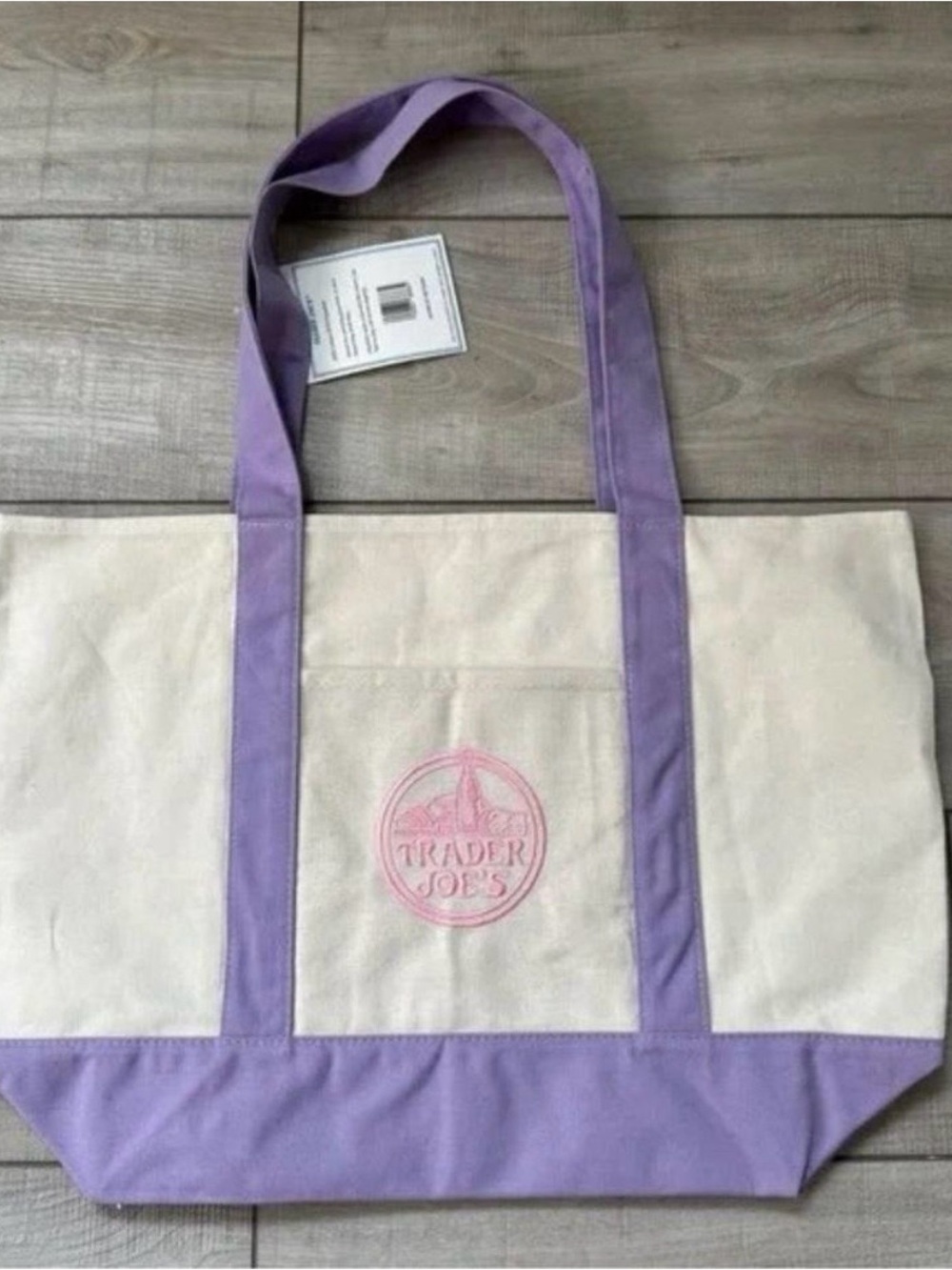 NWT Limited Edition (Large) Trader Joe's Canvas Tote Bag in the color Lavender